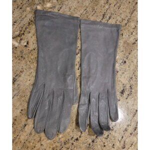 Vintage Womens Size M 7 Gray Leather Antron Lined Gloves Aris
